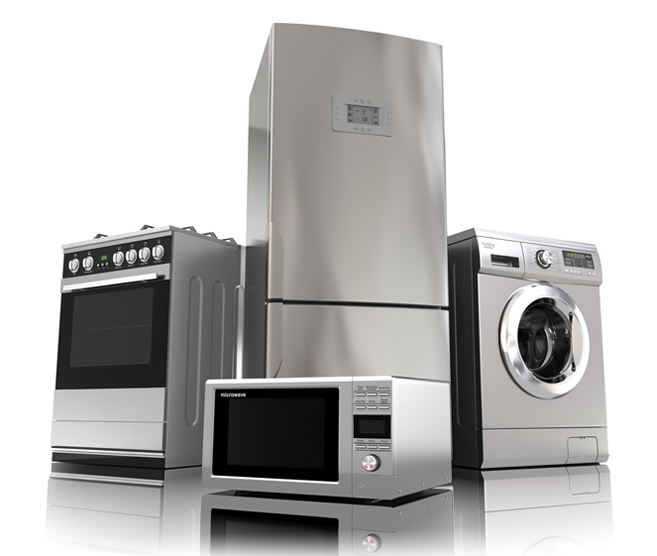 washing machine, oven, microwave & fridge